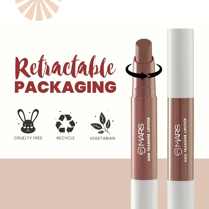 MARS Matte Super Stay Lipstick | Up to 12 Hours Long Lasting | Smudge Proof and Waterproof Lipstick for Women (2.6 gm) (19-BUBBLY) thumbnail 6